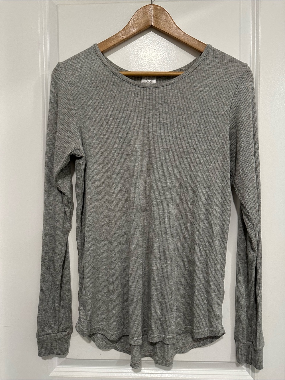 TBA Tiny Button Apparel Made in Canada Heather Gray Ribbed Long-Sleeve Tee